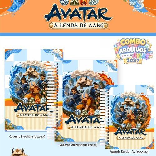 36 - kit digital para encadernação volta as aulas 2027 - Tema Avatar