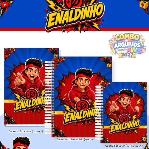 45 - kit digital para encadernação volta as aulas 2027 - Tema enaldinho